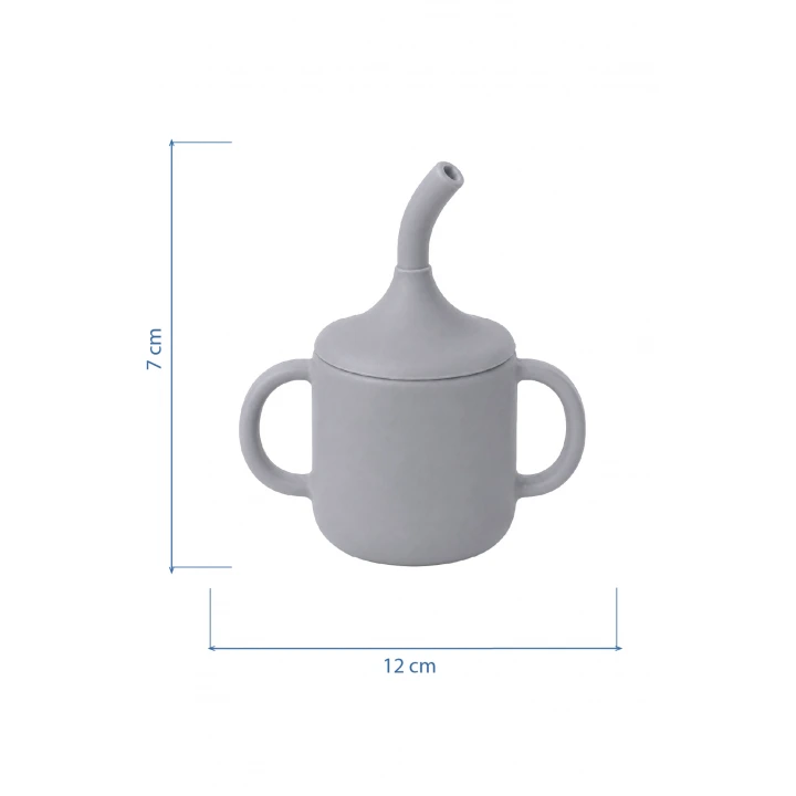 Babyjem Silikon Pipetli Bardak Gri