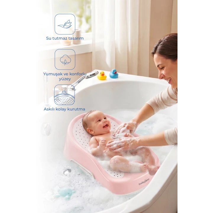 Babyjem Soft Banyo Desteği Bebek Yıkama Yardımcısı Soft Pembe