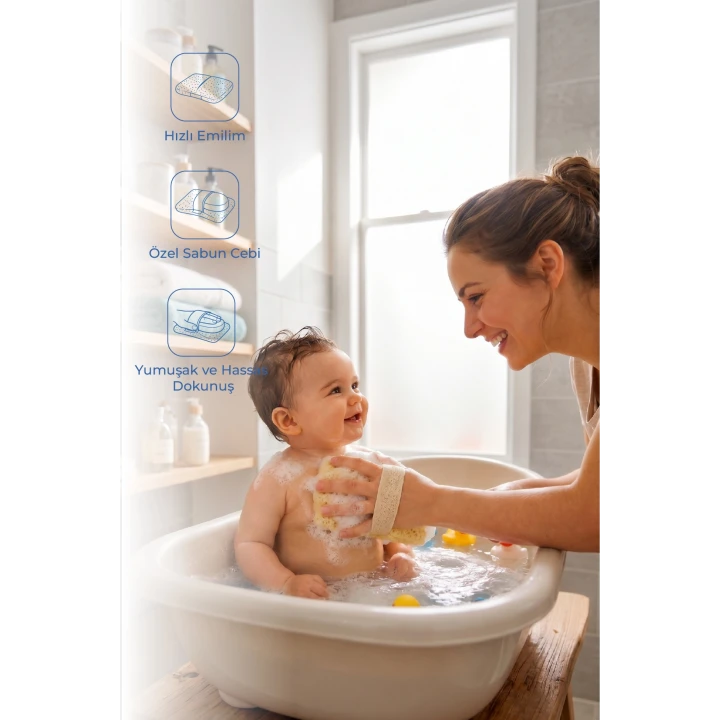 Babyjem Soft Lastikli Bebek Yıkama Banyo Süngeri