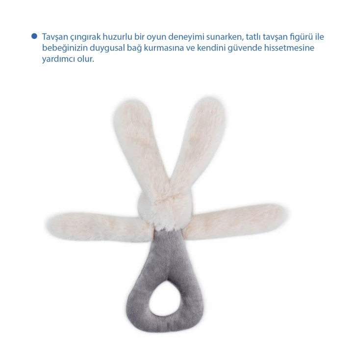 Babyjem Tutmalı Çıngıraklı Mini Peluş Tavşan Taş 842