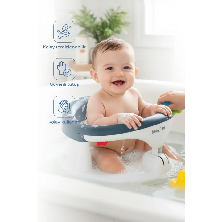 Babyjem Yandan Açılır Banyo ve Mama Oturağı İndigo Mavi