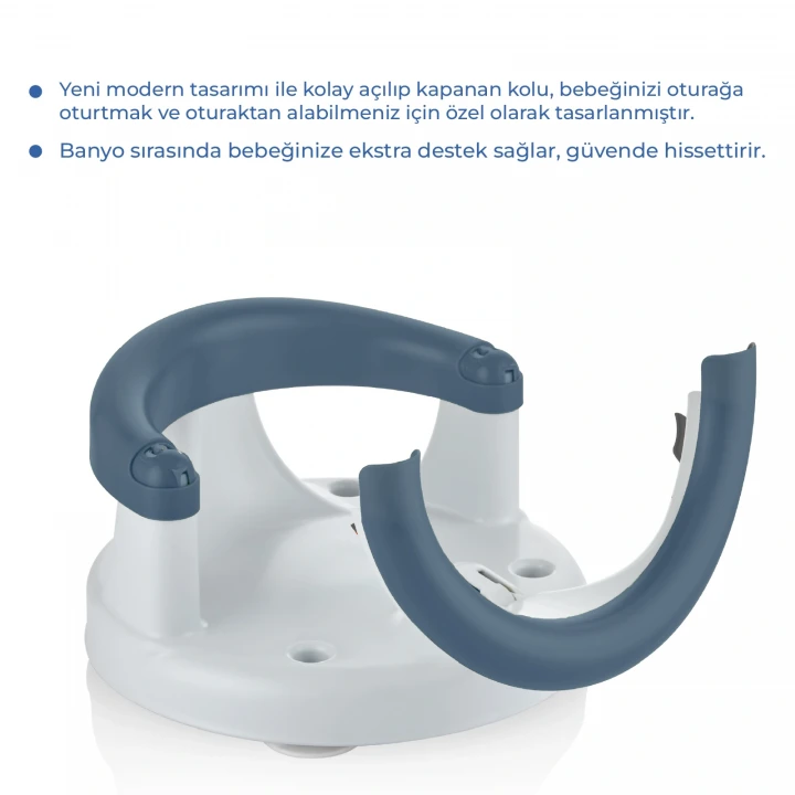 Babyjem Yandan Açılır Banyo ve Mama Oturağı & Minder 2li Set İndigo Mavi