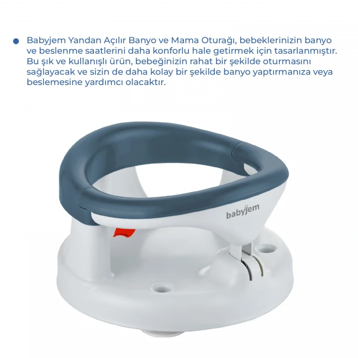 Babyjem Yandan Açılır Banyo ve Mama Oturağı & Minder 2li Set İndigo Mavi
