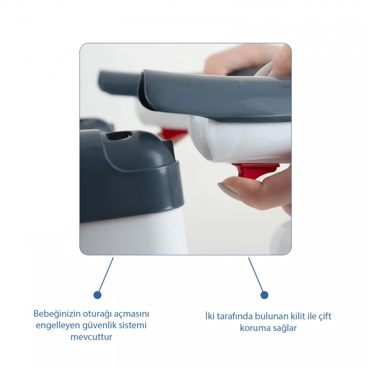 Babyjem Yandan Açılır Banyo ve Mama Oturağı & Minder 2li Set İndigo Mavi