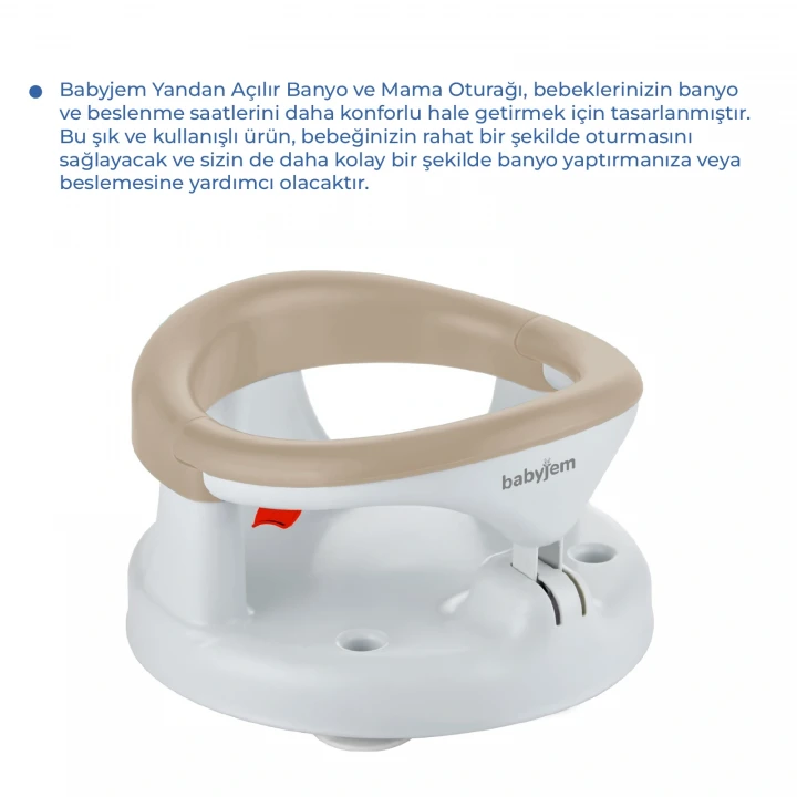 Babyjem Yandan Açılır Banyo ve Mama Oturağı & Minder 2li Set Taş