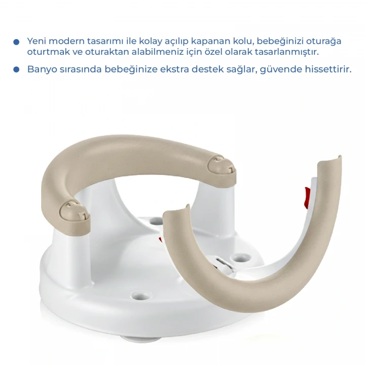 Babyjem Yandan Açılır Banyo ve Mama Oturağı & Minder 2li Set Taş