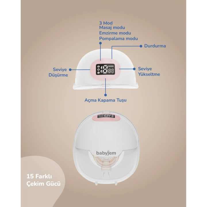 Babyjem Yeni Nesil Led Ekran Ultra Vakumlu Giyilebilir Göğüs & Süt Pompası