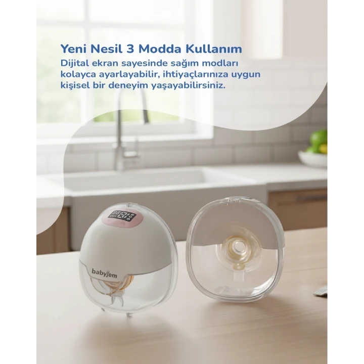 Babyjem Yeni Nesil Led Ekran Ultra Vakumlu Giyilebilir Göğüs & Süt Pompası