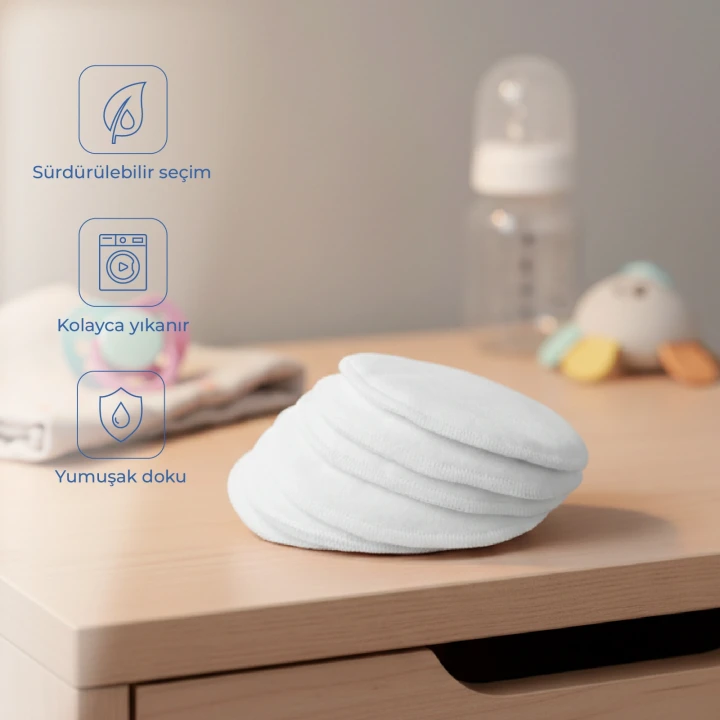Babyjem Yıkanabilir 6lı Kumaş Göğüs Pedi