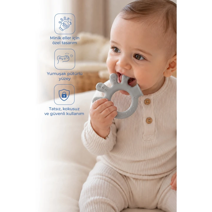 Babyjem Yumuşak Diş Kaşıyıcı Ahtapot Gri