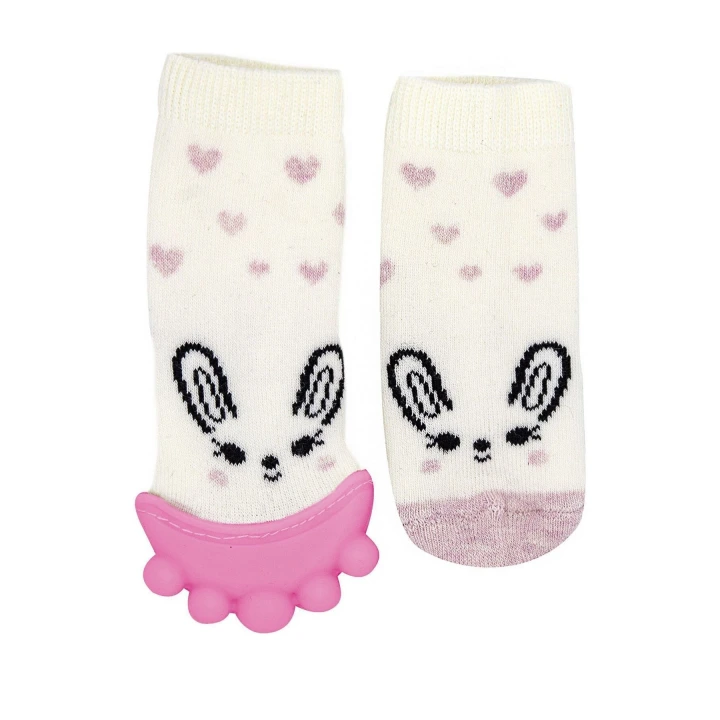 Babyjem Diş Kaşıyıcılı Havlu Bebek Çorap Pembe