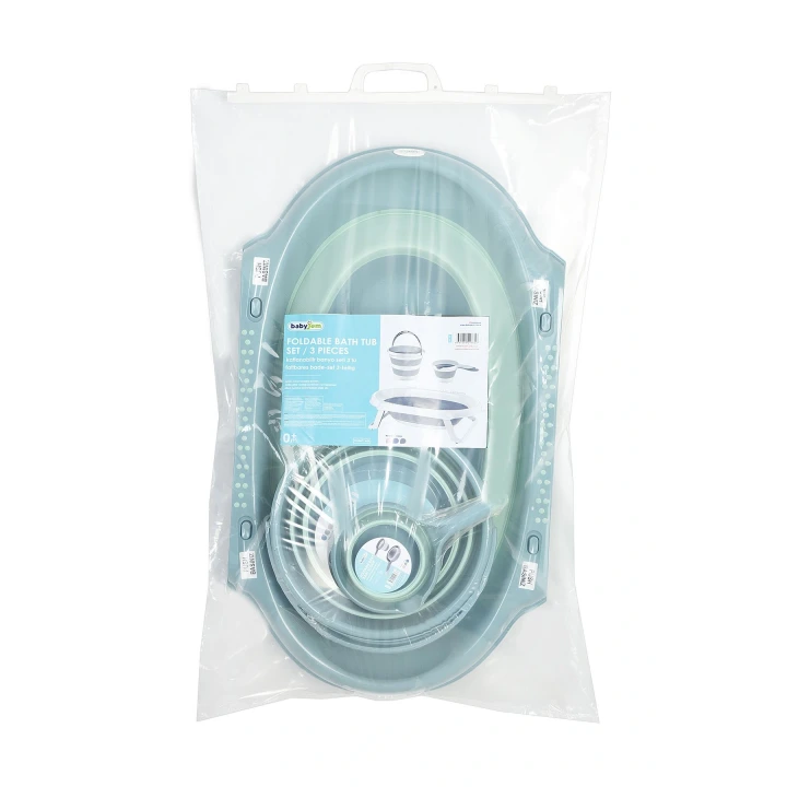 Babyjem Katlanır Bebek Banyo Küvet Seti 3 Parça Turkuaz