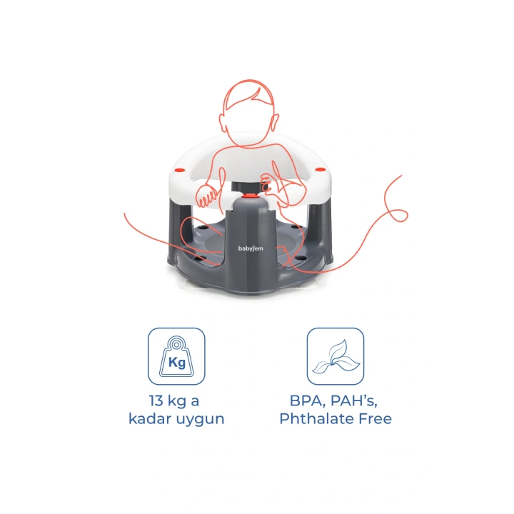 Babyjem Önden Açılır Banyo & Mama Oturağı Beyaz