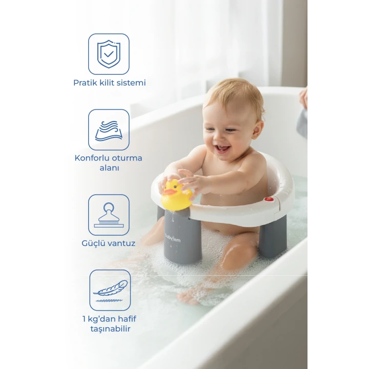 Babyjem Önden Açılır Banyo & Mama Oturağı Beyaz