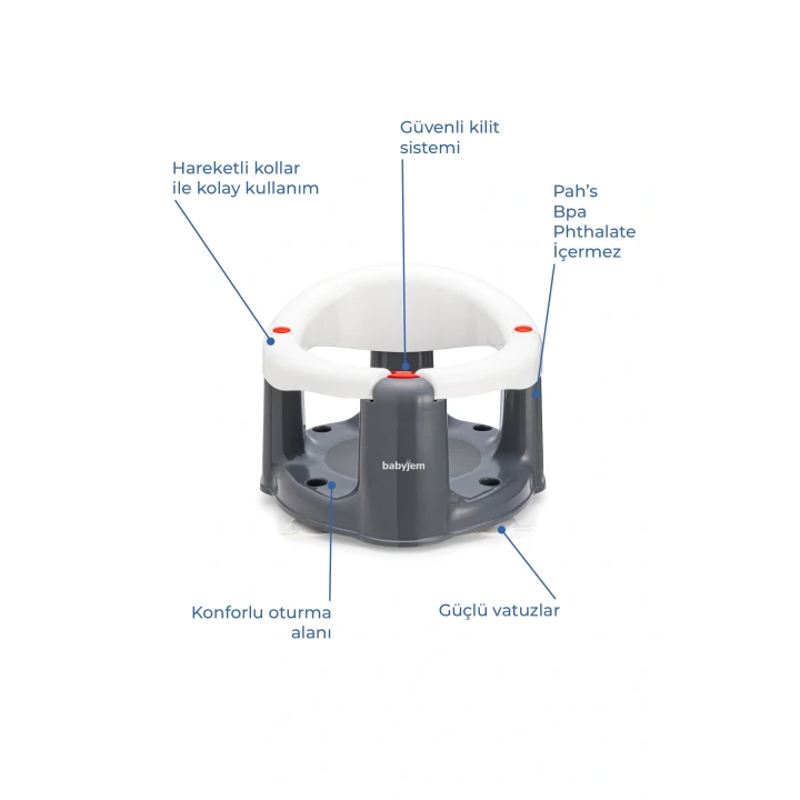 Babyjem Önden Açılır Banyo & Mama Oturağı Beyaz