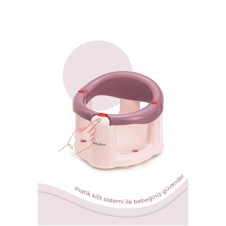 Babyjem Önden Açılır Banyo ve Mama Oturağı ve Hediye Minderli - 2 Li Set Mürdüm