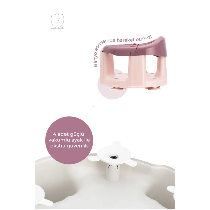 Babyjem Önden Açılır Banyo ve Mama Oturağı ve Hediye Minderli - 2 Li Set Mürdüm