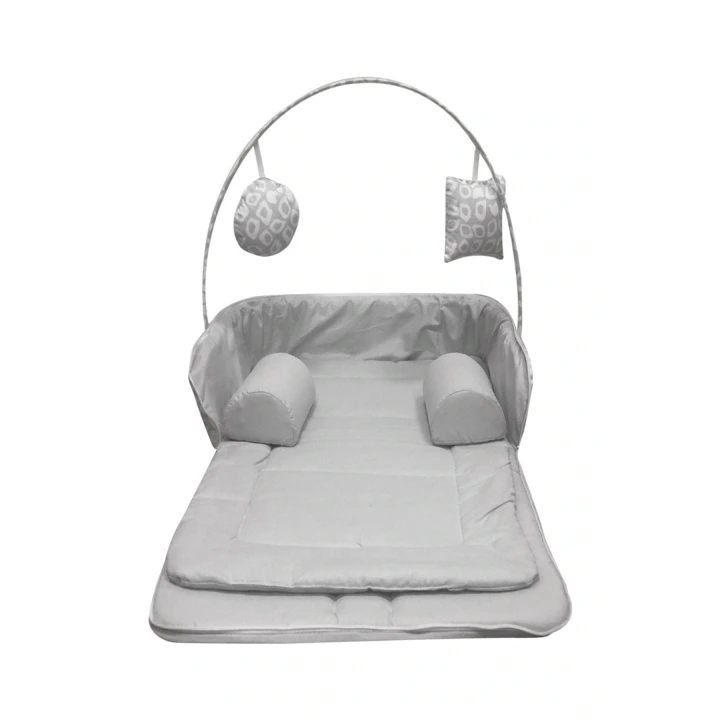 Babyjem Oyuncaklı Portatif Yatak Alt Açma Anne Çantası Gri