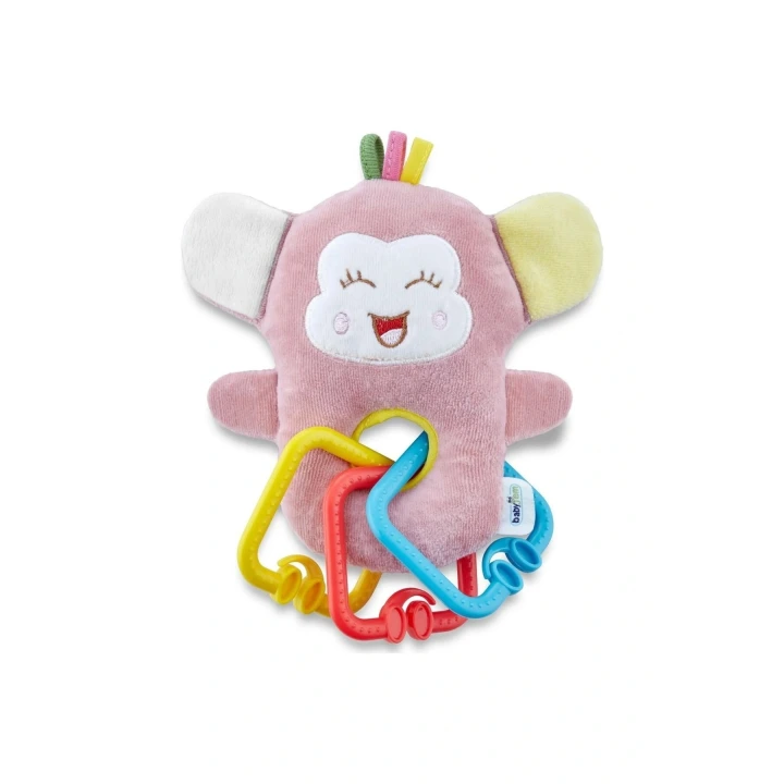 Babyjem Sevimli Maymun Peluş Çıngırak / Gül Kurusu