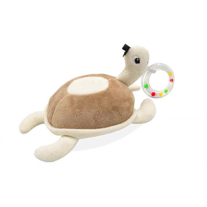 Sevimli Yürüme Arkadaşım Çıngıraklı Peluş Kaplumbağa Kahverengi