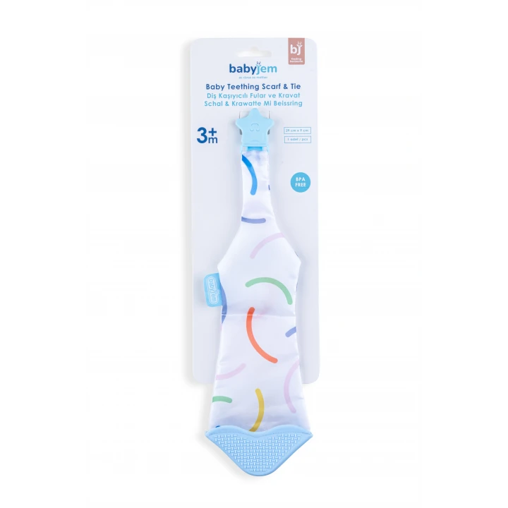 Babyjem Silikon Diş Kaşıyıcı Fular & Kravat Gülen Yüz Mavi
