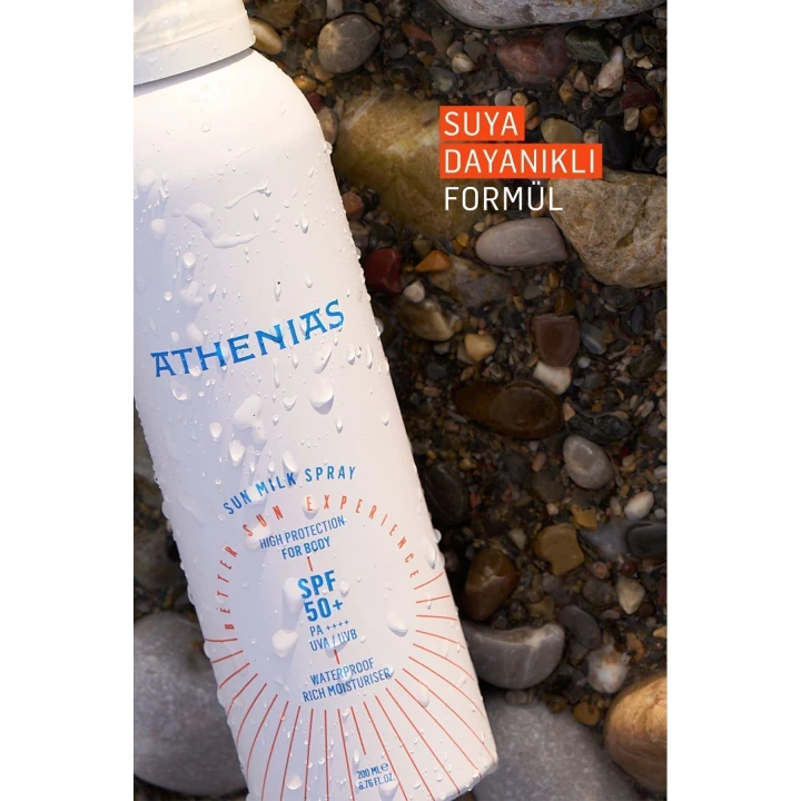 Athenias Sun Milk Spray 200 ml Spf50+ Tüm Cilt Tipleri İçin UVA UVB Yüksek Korumalı Güneş Kremi