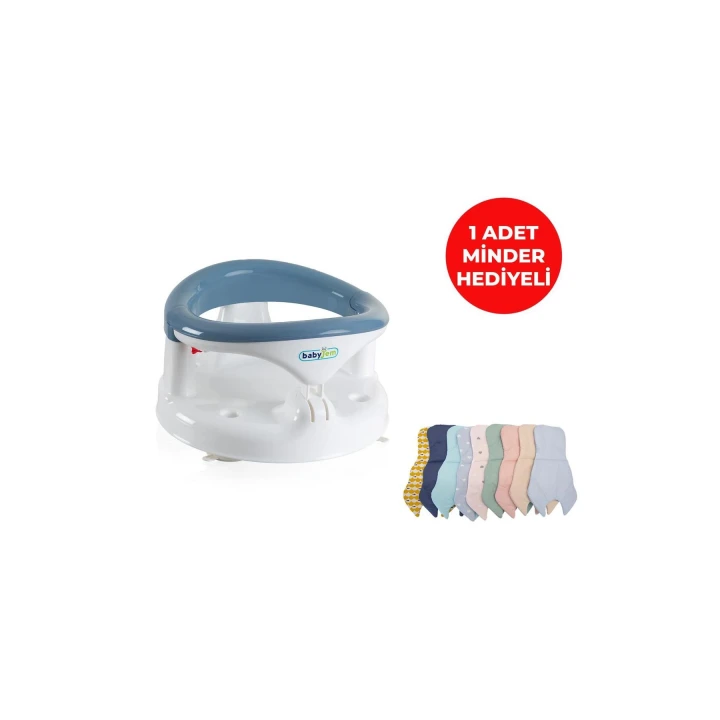 Babyjem Yandan Açılır Banyo ve Mama Oturağı & Minder 2li Set İndigo Mavi