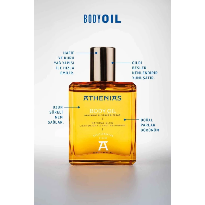 Athenias Yüz Ve Vücut Yağı 50 ml 21 Çeşit Organik Yağ Ve Ekstrakt Nemlendirici Doğal Parlaklık