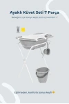 Babyjem Ayaklı Bebek Banyo Küvet Seti 7 Parça Soft Gri