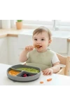 Babyjem Vakum Tabanlı Sabitlenebilir Silikon Tabak Gri