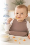 Babyjem Mini Silikon Mama Önlüğü Latte