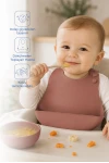 Babyjem Mini Silikon Mama Önlüğü Mocha