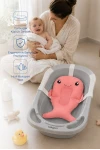 Babyjem Sevimli Balina Köpüklü Banyo Küveti Yatağı Pembe (Straforlu - Suda Batmaz)