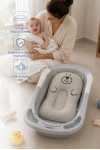 Babyjem Sevimli Kedi Köpüklü Bebek Banyo Küvet Yatağı Gri (Straforlu - Suda Batmaz)