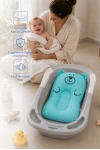 Babyjem Sevimli Kedi Köpüklü Bebek Banyo Küvet Yatağı Mavi (Straforlu - Suda Batmaz)