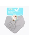 Babyjem Ahşap Diş Kaşıyıcılı Bürümcük Müslin Önlük Gri