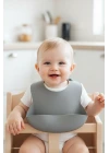 Babyjem Mini Silikon Mama Önlüğü Gri