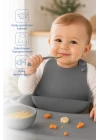 Babyjem Mini Silikon Mama Önlüğü Gri
