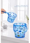 Babyjem Şeffaf Kova & Maşrapa Set Mavi Desenli