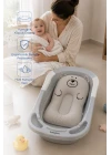 Babyjem Sevimli Kedi Köpüklü Bebek Banyo Küvet Yatağı Gri (Straforlu - Suda Batmaz)