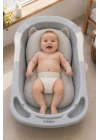 Babyjem Sevimli Kedi Köpüklü Bebek Banyo Küvet Yatağı Gri (Straforlu - Suda Batmaz)