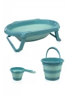 Babyjem Katlanır Bebek Banyo Küvet Seti 3 Parça Turkuaz