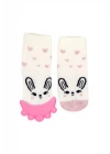 Babyjem Diş Kaşıyıcılı Havlu Bebek Çorabı Pembe