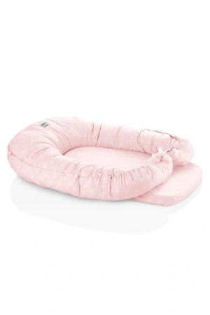 5 Fonksiyonlu Anne Yanı & Emzirme Minderi & Bebek Yatağı Pembe Benekli