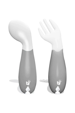 Babyjem Açılı Mama Çatal Kaşık Seti - Beyaz