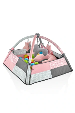 Babyjem Güvenlikli Aktivite Oyun Halısı Gül Kurusu 25 Adet Top Hediyeli