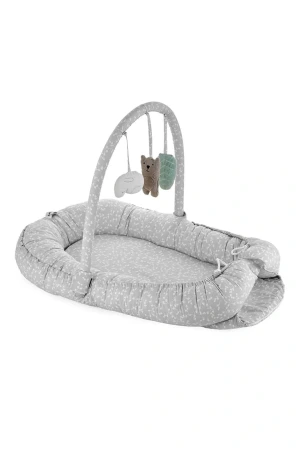 Babyjem Oyuncaklı Anne Baba Yanı Yatağı Gri Çiçek