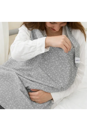 Babyjem Cepli Emzirme Önlüğü Gri Çiçek