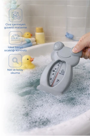 Babyjem Cıvasız Kurbağa Banyo Oda Termometresi Gri