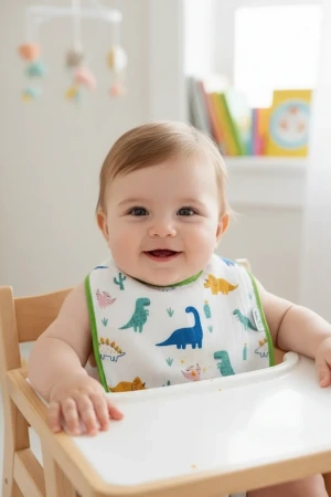 Babyjem Bebek Müslin Mama Önlüğü Dino Outlet